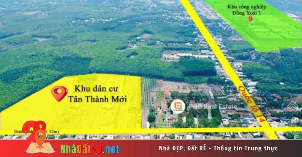 Một khu đất đang chào bán tại TP Đồng Xoài với mức giá hấp dẫn chỉ từ 3,3 triệu/m2