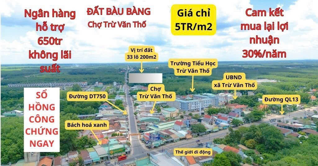 Vị trí thực tế đất nền Bàu Bàng, dự án Bàu Bàng Central Land đất thổ cư sổ hồng riêng